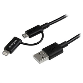 StarTech Cable LTUB1MBK 1m Black Apple Lightning or Micro USB to USB Cable RTL