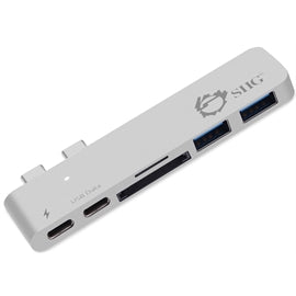 SIIG AC JU-TB0212-S1 Thunderbolt 3 USB-C Hub w Card Reader & PD Adapter Silver
