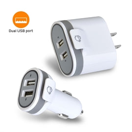 SIIG AC AC-PW1A22-S1 Fast Charging USB Wall Car Charger Bundle Pack White