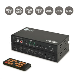 SIIG AC CE-H26211-S1 4x1 HDMI 2.0 4K 60Hz Switch with ARC & Audio Extractor