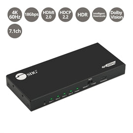 SIIG AC CE-H26C11-S1 4Port HDMI 2.0 HDR Splitter with EDID and Downscaling