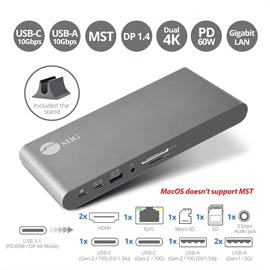 SIIG AC JU-DK0N11-S1 USB-C Dual Video MST Docking Station with PD Charging