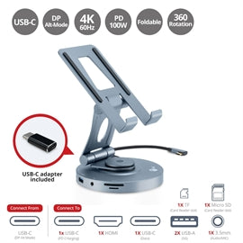 SIIG AC CE-MTDK31-S2 USB-C Multitask Hub Stand Holder f under13Tablets Phones
