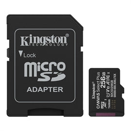 Kingston ME SDCS3 256GB 256GB microSDXC Canvas Select Plus Gen3 A1 Card + ADP