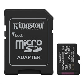 Kingston ME SDCS3 64GB 64GB microSDXC Canvas Select Plus Gen3 A1 Card + ADP