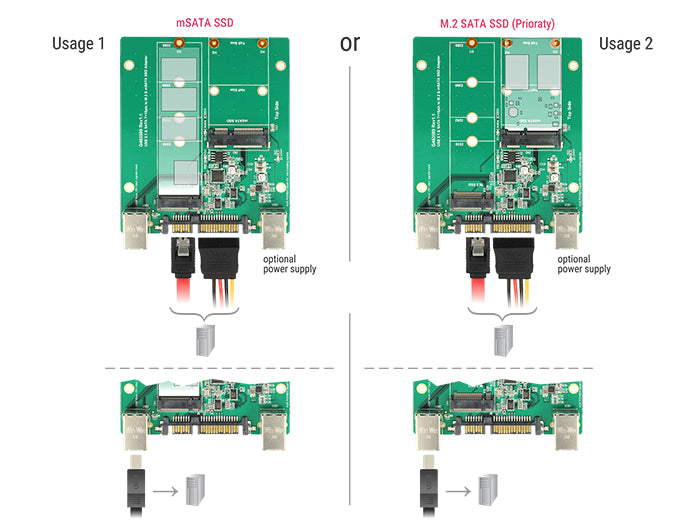 Delock 62732 Converter Sata / Usb 3.1 Type-B Female > M.2 / Msata Slot