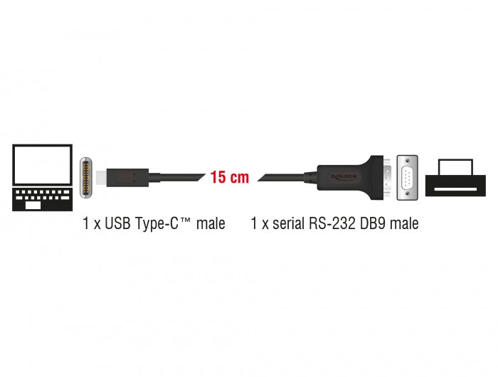 Delock 63908 Adapter Usb Type-C™ > 1 X Serial Db9 Rs-232