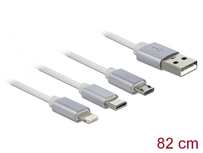 Delock 85850 Usb Type-A 3 In 1 Retractable Charging Cable For Lightning™
