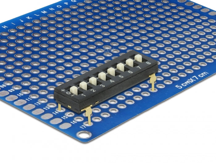 Delock 66306 Dip Switch Tri-State 8-Digit 2.54 Mm Pitch Tht Vertical Black