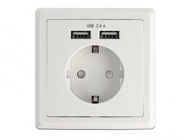 Delock 11471 Wall Socket With 2 X Usb Type-A Charging Port 2.4 A