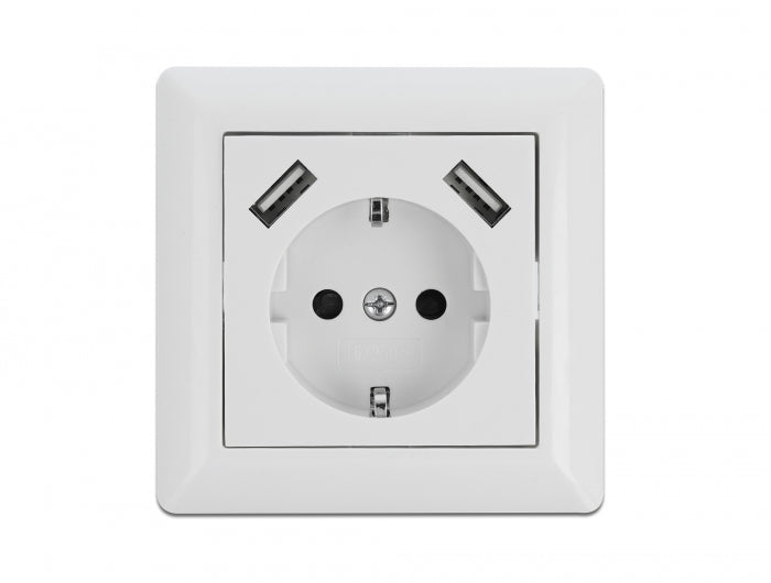 Delock 11473 Wall Socket With 2 X Usb Type-A Charging Port 2.8 A