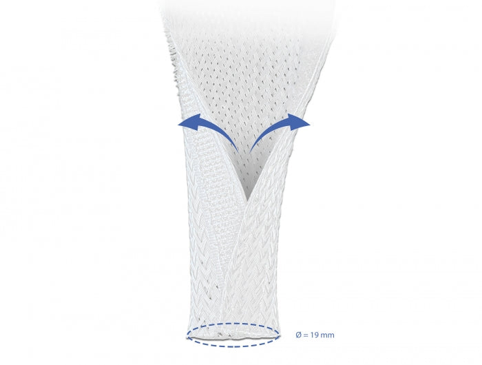 Delock 20702 Braided Sleeving With Hook-And-Loop Fastener 2 M X 19 Mm White