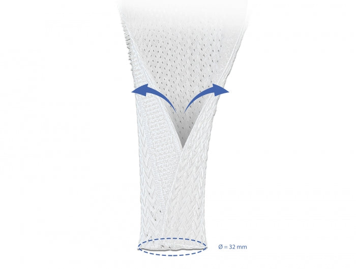 Delock 20703 Braided Sleeving With Hook-And-Loop Fastener 2 M X 32 Mm White