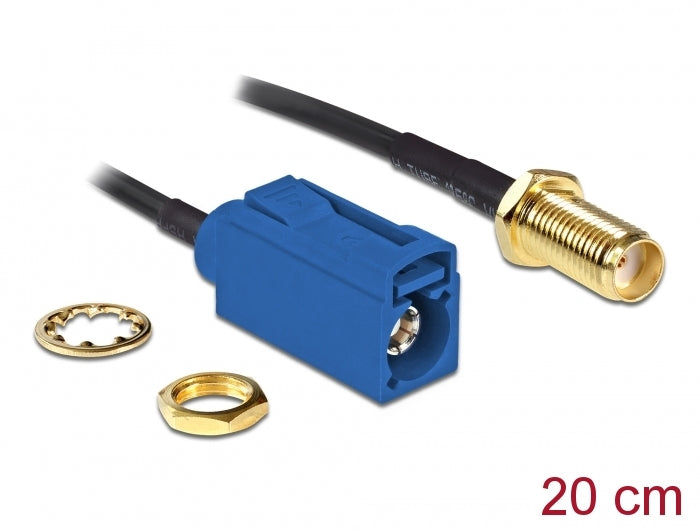Delock 88581 Antenna Cable Fakra C Jack > Sma Jack Bulkhead Rg-174 20 Cm
