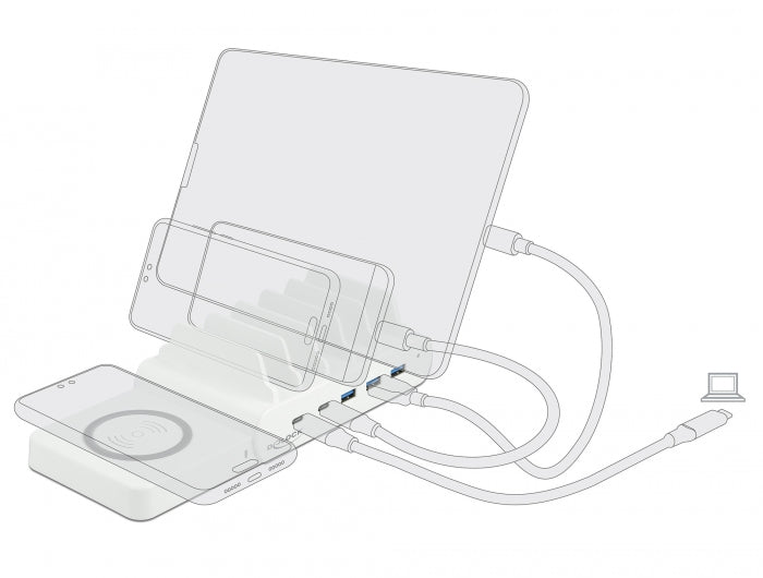 Delock 41450 Usb And Wireless Charger 2 X Usb Type-C™ Pd + 3 X Usb Type-A