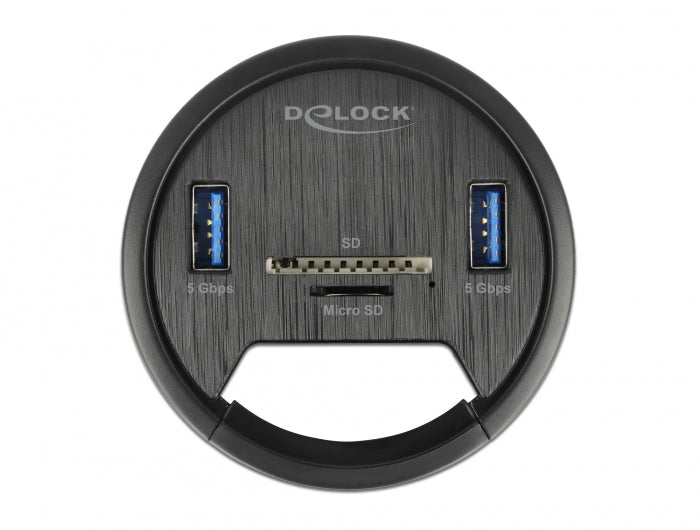 Delock 64152 2 Port Tisch-Hub 2 X Superspeed Usb Typ-A Und Card Reader