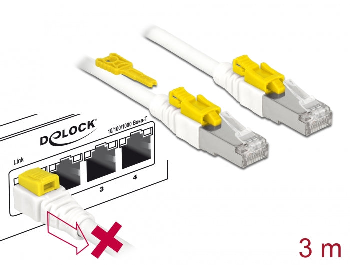 Delock 85333 Cable Rj45 Secure Cat.6A 3 M