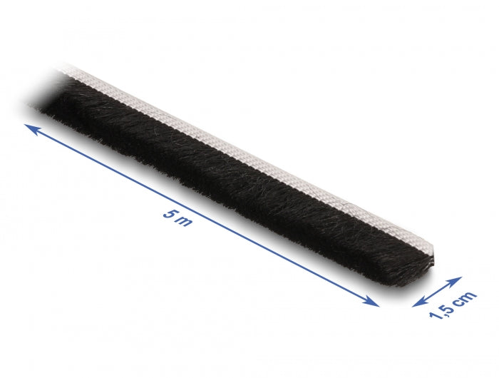 Delock 66895 Brush Strip Self-Adhesive 15 Mm - Length 5 M Black