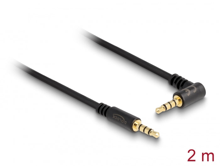 Delock 84740 Cable Stereo Jack 3.5 Mm 4 Pin Male > Male Angled 2 M Black