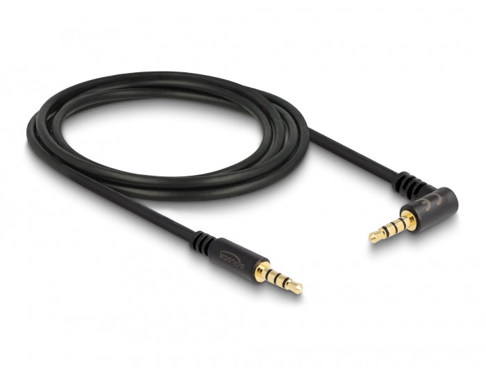 Delock 84740 Cable Stereo Jack 3.5 Mm 4 Pin Male > Male Angled 2 M Black