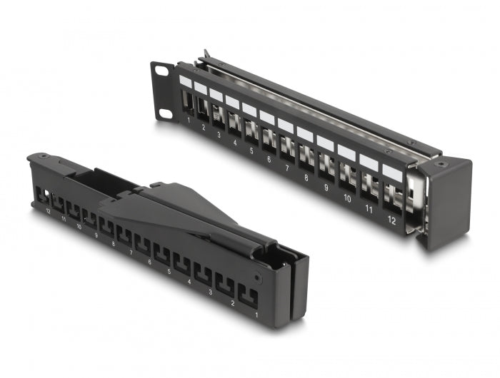 Delock 66976 19″ Keystone Patch Panel 24 Port With Strain Relief 1U Angled