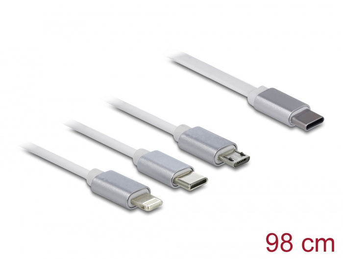 Delock 85844 Usb Type-C™ 3 In 1 Retractable Charging Cable For Lightning™