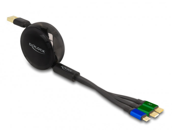 Delock 85359 Usb 3In1 Retractable Charging Cable For Micro Usb / 2 X Usb Type-C