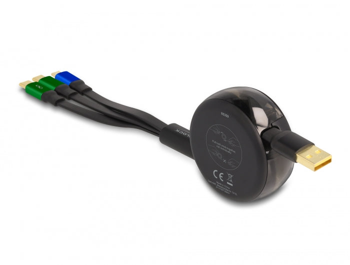 Delock 85359 Usb 3In1 Retractable Charging Cable For Micro Usb / 2 X Usb Type-C