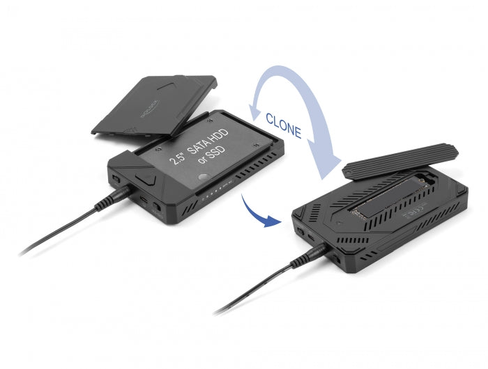 Delock 42020 Usb Type-C Enclosure For 1 X M.2 Nvme Ssd + 1 X 2.5″ Sata Ssd