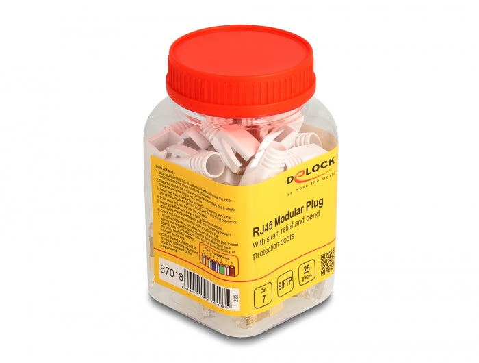 Delock 67018 Rj45 Modular Plug With Strain Relief And Bend Protection Boots