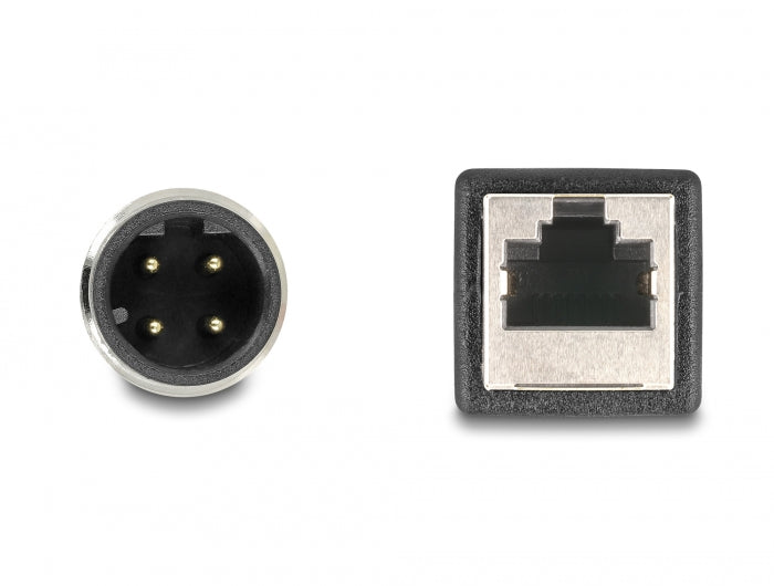 Delock 60067 M12 Adapter Cable D-Coded 4 Pin Male To Rj45 Female 50 Cm