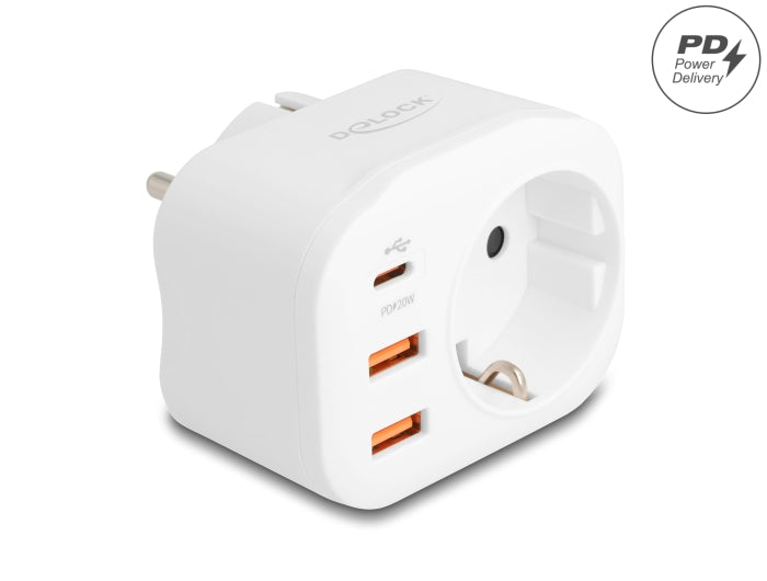 Delock 11498 Power Socket With Childproof Lock And Usb Pd Charger 20 W