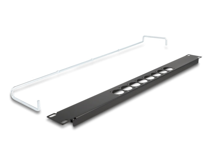 Delock 67060 19″ D-Type Patch Panel With Strain Relief Central 8 Port 1U Black