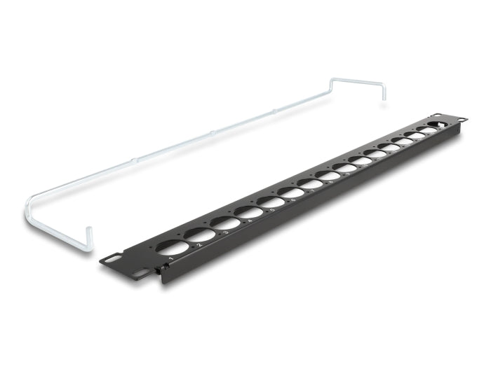 Delock 67058 19″ D-Type Patch Panel With Strain Relief 16 Port 1U Black