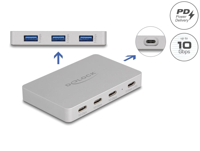 Delock 64279 7 Port USB Hub W/ 4 X USB Type-C Female And 3 X USB Type-A Female