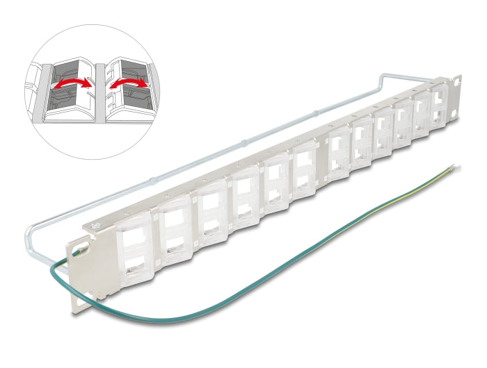 Delock 67066 19″ Keystone Patch Panel With 24 Tiltable Ports And Strain Relief