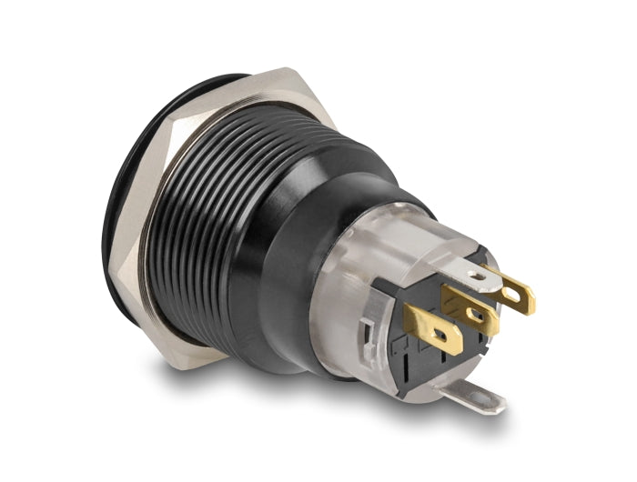 Delock 22015 Push Switch For Installation Black 22 Mm 12 V 5 X Solder Connection