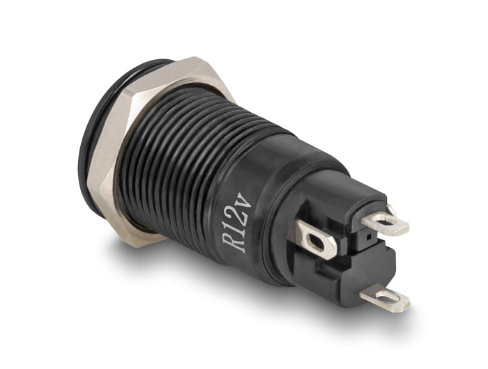 Delock 22014 Push Switch For Installation Black 12 Mm 12 V 4 X Solder Connection