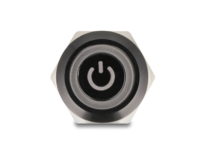 Delock 22023 Push Switch For Installation Black 19 Mm 12 V 5 X Solder Connection