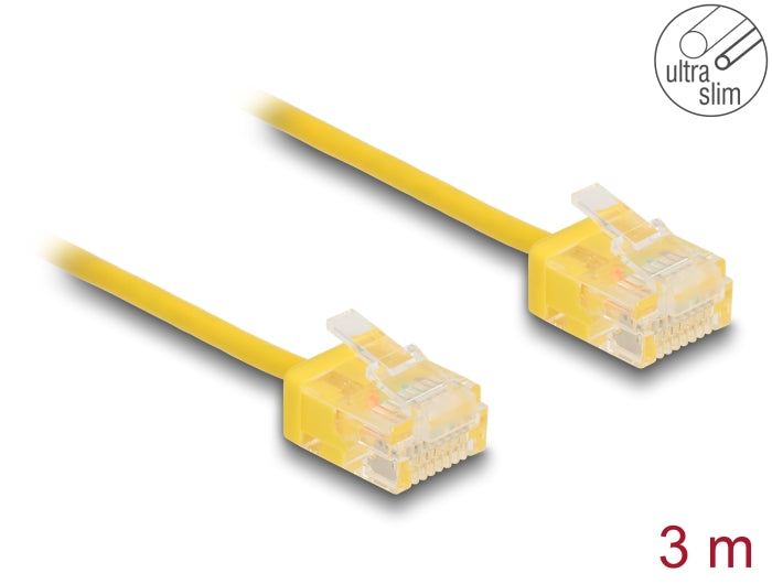 Delock 80913 Rj45 Network Cable Cat.6 Utp Ultra Slim 3 M Yellow