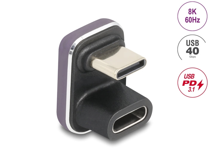 Delock 60737 Usb-C™ Adapter 180° Angled 40 Gbps Pd 3.1 240 W Male To Female