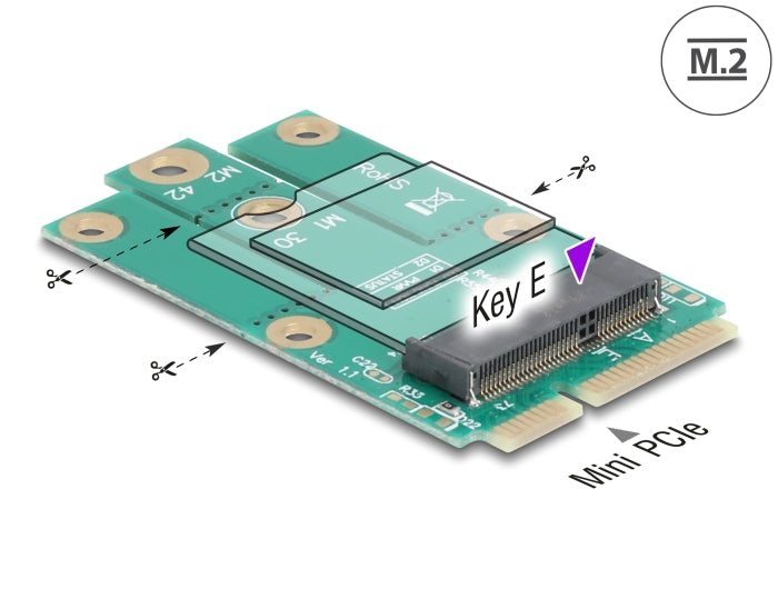 Delock 64338 Adapter Mini Pcie Male To M.2 Key E Slot