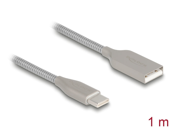 Delock 81258 Usb 2.0 Cable With Metal Sheath Usb Type-A Male To Usb Type-C