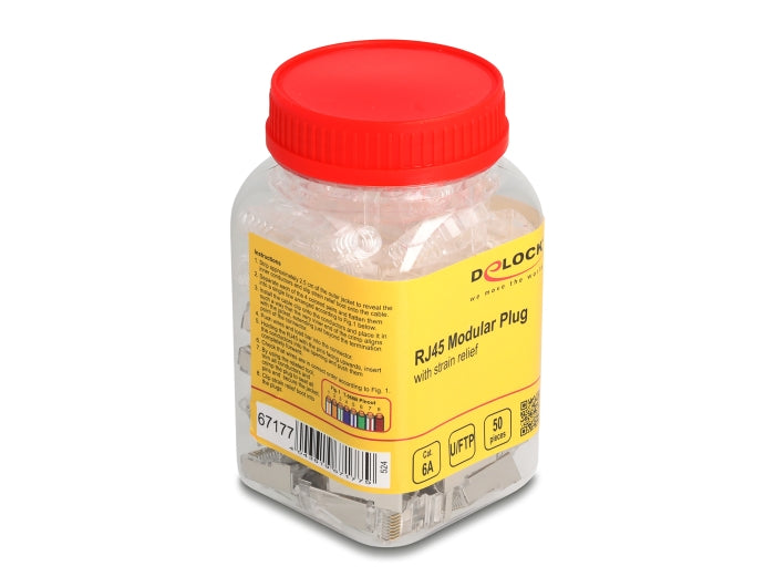 Delock 67177 Rj45 Modular Plug Cat.6A With Bend Protectection Boots Transparent