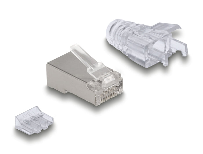 Delock 67177 Rj45 Modular Plug Cat.6A With Bend Protectection Boots Transparent