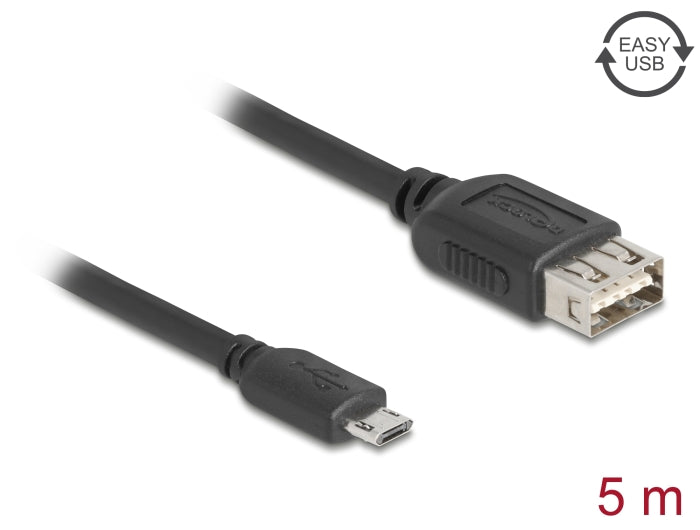 Delock 81521 Usb 2.0 Cable Easy Usb Type Micro-B Male To Easy Usb Type-A Female