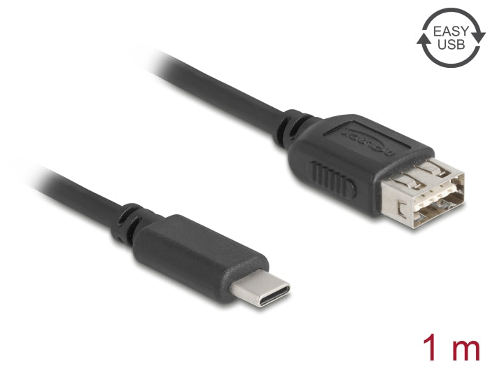 Delock 81536 Usb 2.0 Cable Usb Type-C™ Male To Easy Usb Type-A Female 1 M
