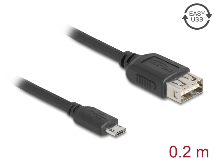Delock 81516 Usb 2.0 Cable Easy Usb Type Micro-B Male To Easy Usb Type-A Female