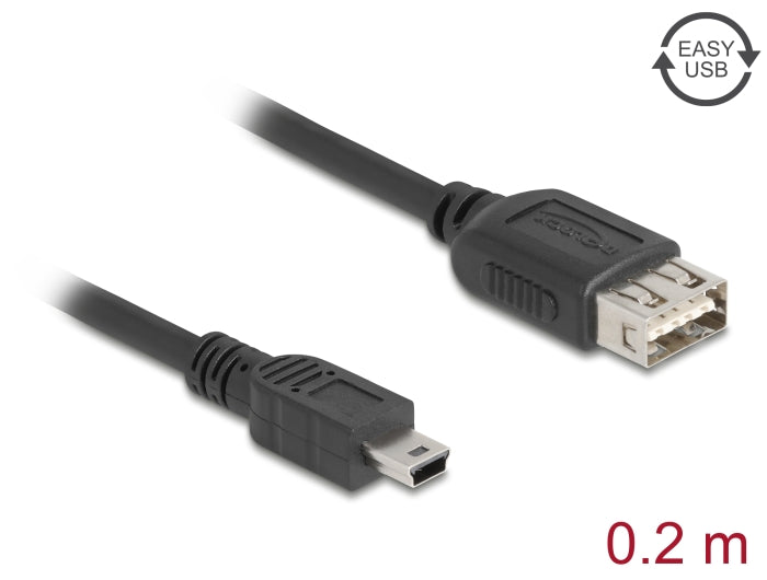 Delock 81522 Usb 2.0 Cable Usb Type Mini-B Male To Easy Usb Type-A Female