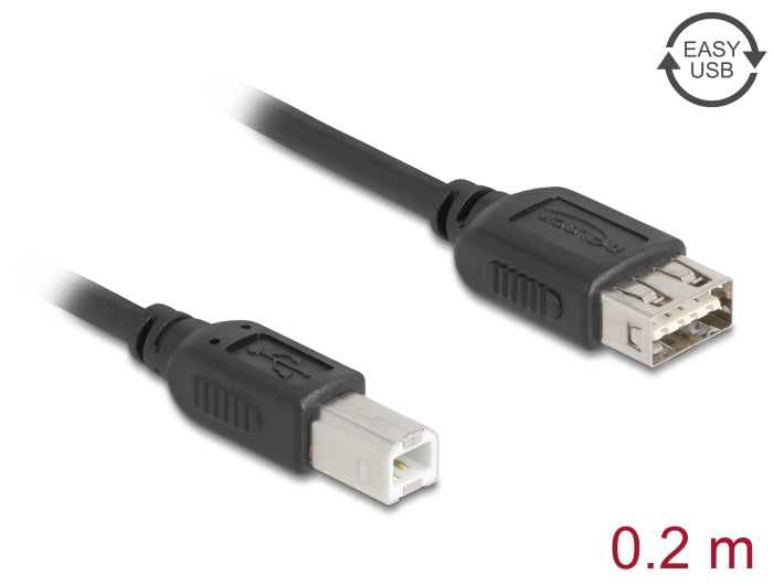 Delock 81528 Usb 2.0 Cable Usb Type-B Male To Easy Usb Type-A Female 0.2 M
